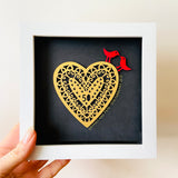 Framed Golden Papercut Heart